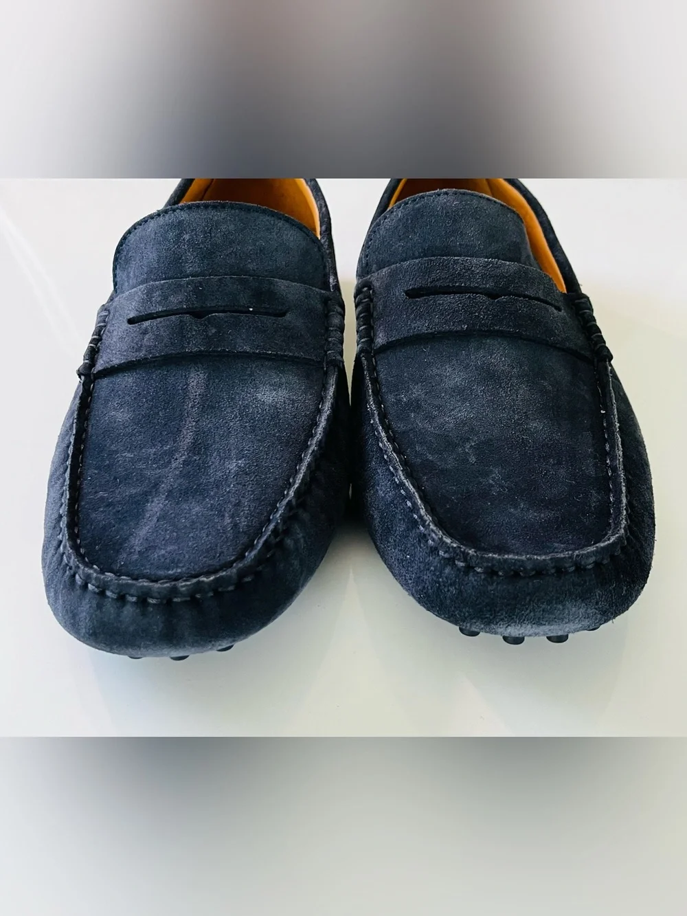 Greats Corsa Driver Hand Sewn Penny Loafers Navy Suede Leather Moccasin Men’s 11